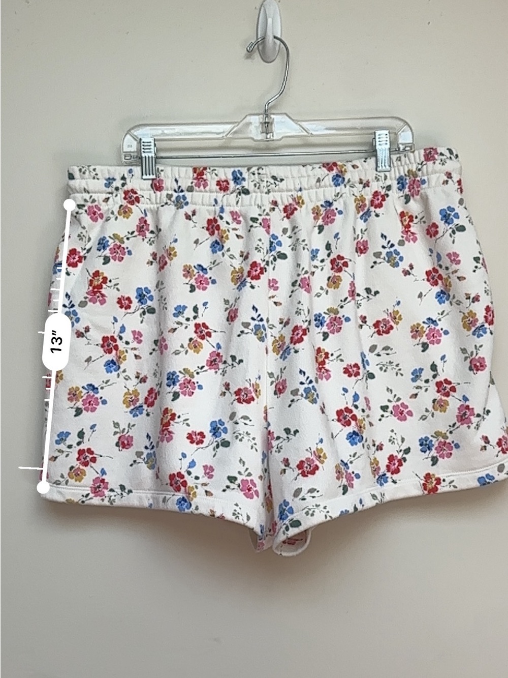 GAP Heritage Floral Logo Sweat Shorts White Multicolor Drawstring Fleece XL - Picture 11 of 12